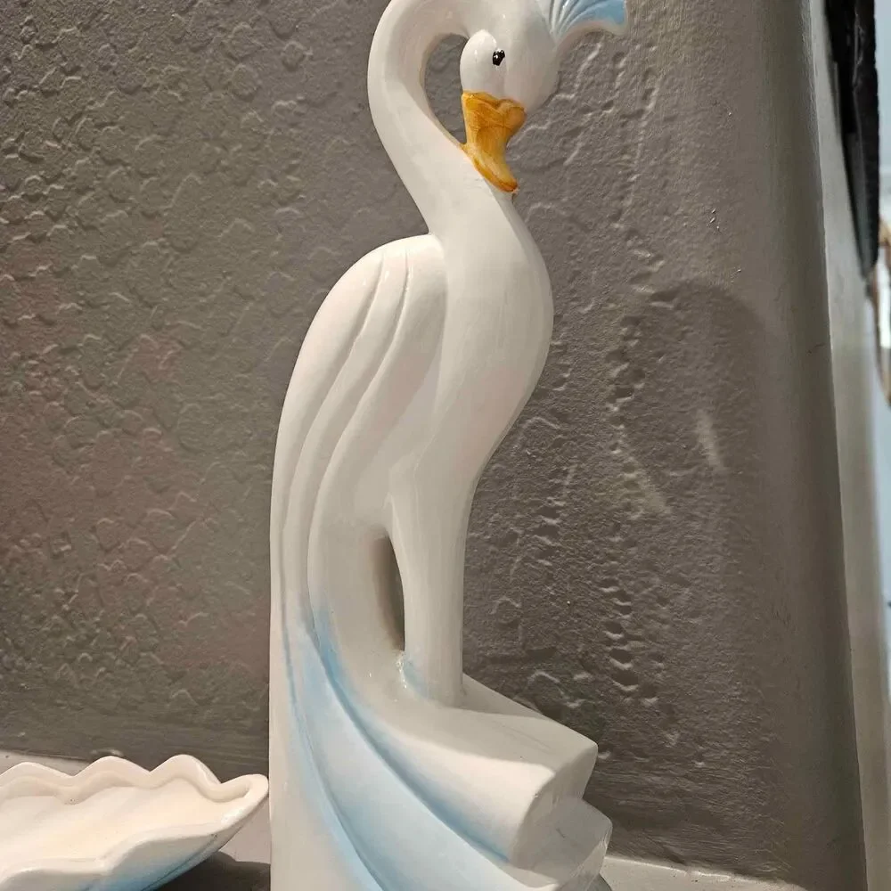 1988 Artmark Console Set Bird of Paradise Set and Vase in Original Box 12